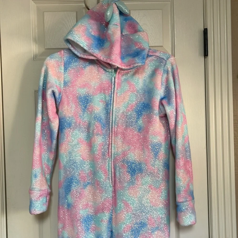 Justice size 10 One Piece Hooded Tie Dye Magical Dragon Wings Pastel
